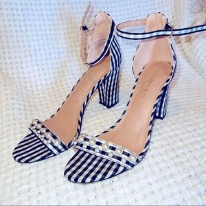 Madden girl heels gingham with pearls size 10